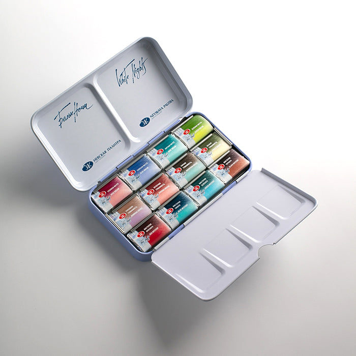 Acuarelas White Nights Metamorfosis set de 12 pastillas en estuche metálico