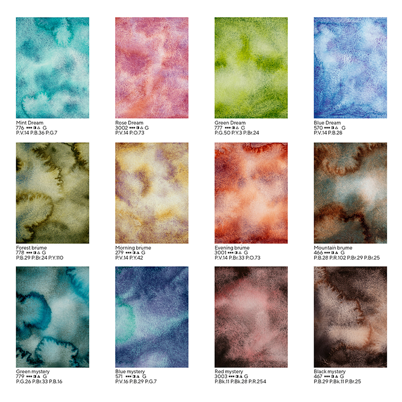 Acuarelas White Nights Metamorfosis set de 12 pastillas en estuche metálico