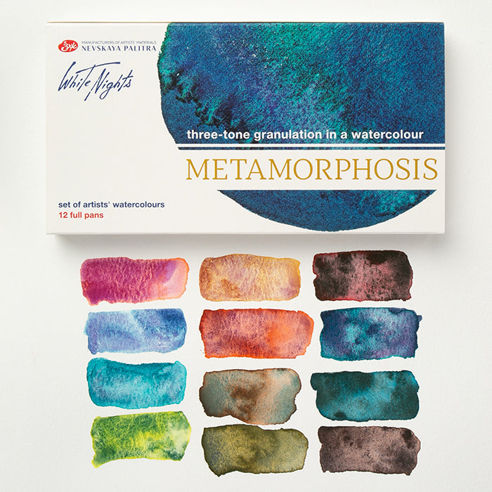 Acuarelas White Nights Metamorfosis set de 12 pastillas en estuche de cartón