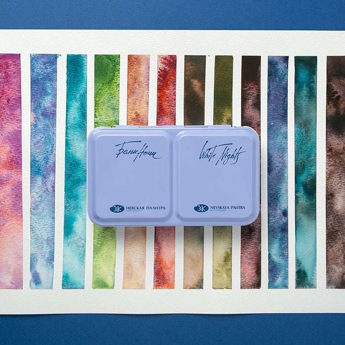 Acuarelas White Nights Metamorfosis set de 12 pastillas en estuche metálico